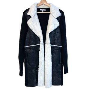 WD.NY Black Sherpa Knit Cardigan Coat
